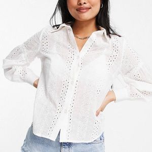Parisian Eyelet Button Up Top PETITE